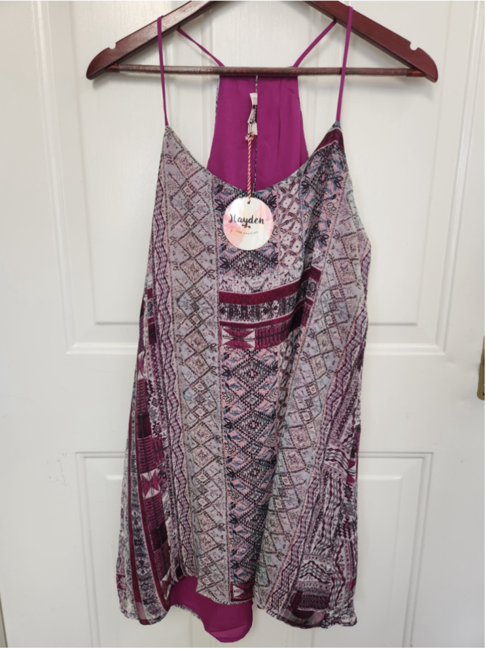Hayden Los Angeles Purple White Patterned mini dress